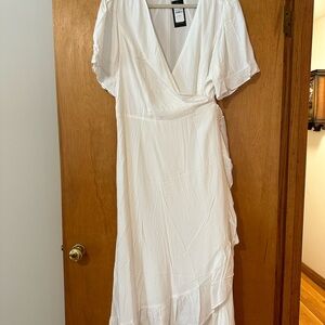 City Chic White Flutter Sleeve Maxi Dress